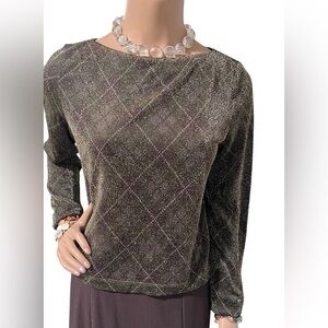 Ellen Tracy Shimmering Brown Long Sleeve Blouse☑️